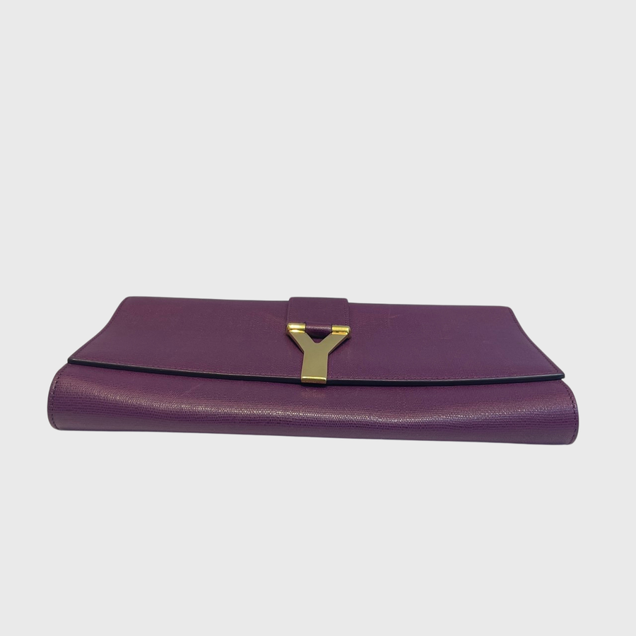 Saint Laurent Clutch Calfskin Purple GHW