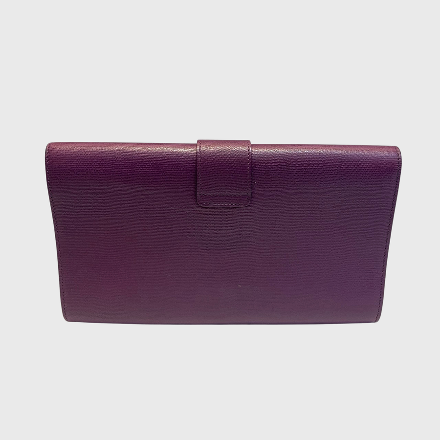 Saint Laurent Clutch Calfskin Purple GHW