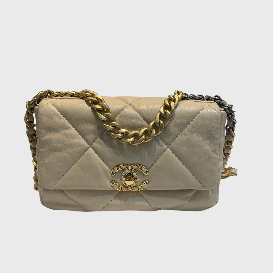 Chanel 19 Flap Bag Lambskin Beige GHW