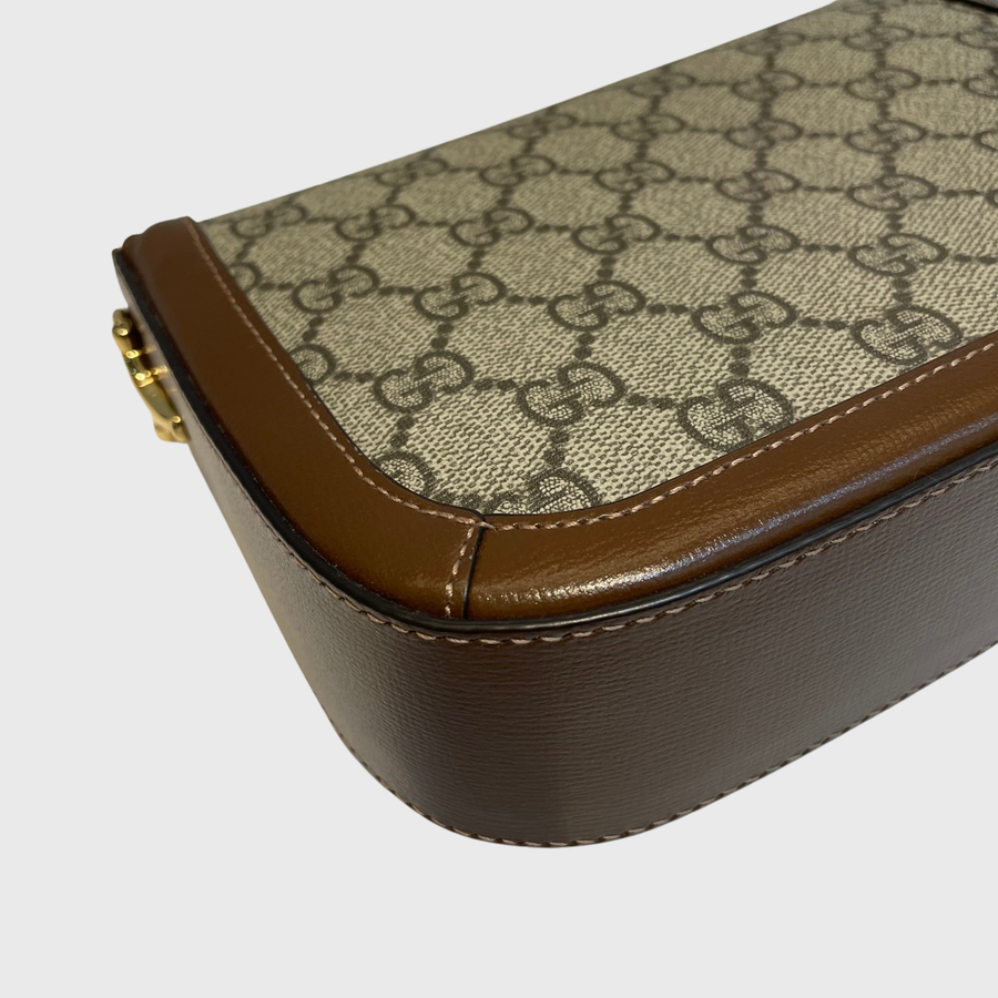 Gucci Gucci Horsebit 1955 Mini Bag Canvas Brown GHW
