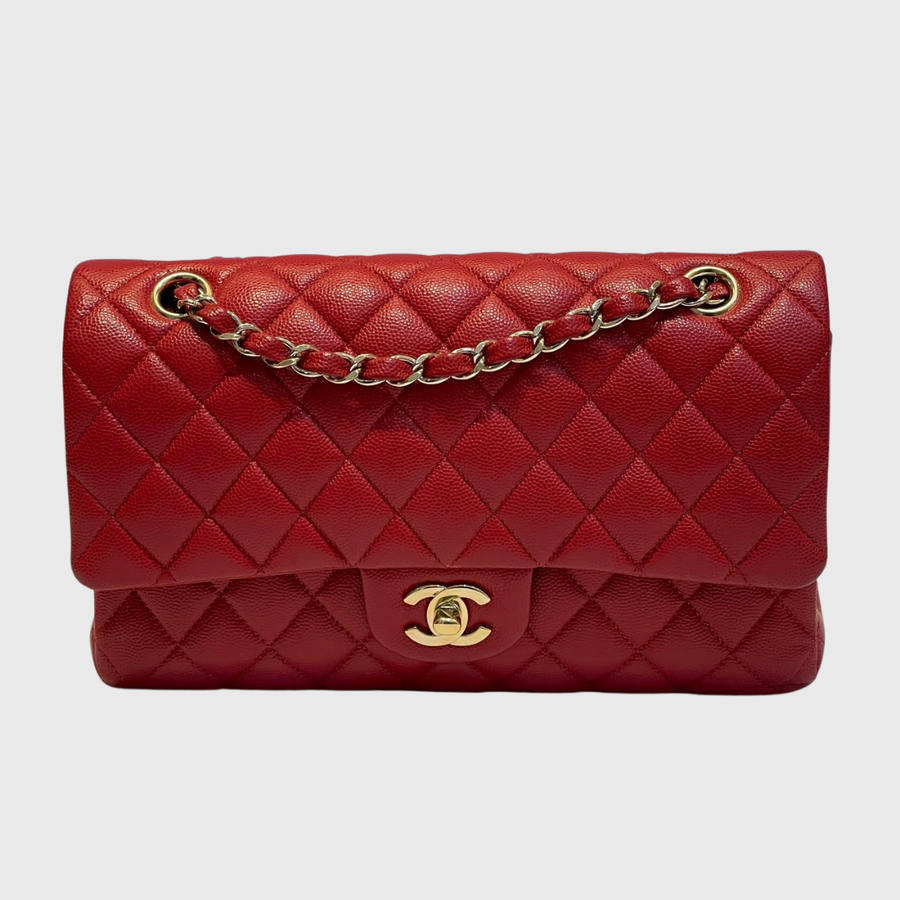 Chanel Classic 10 Caviar Red GHW