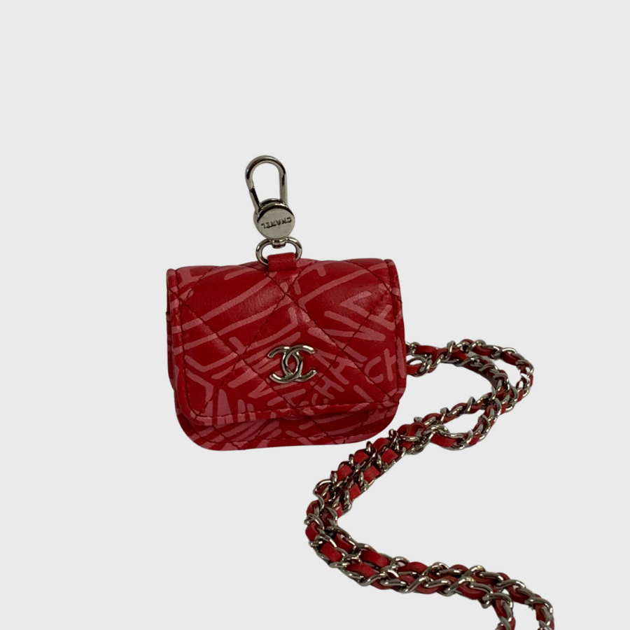 Chanel Pink Quilted Airpods Pro Case With Chain