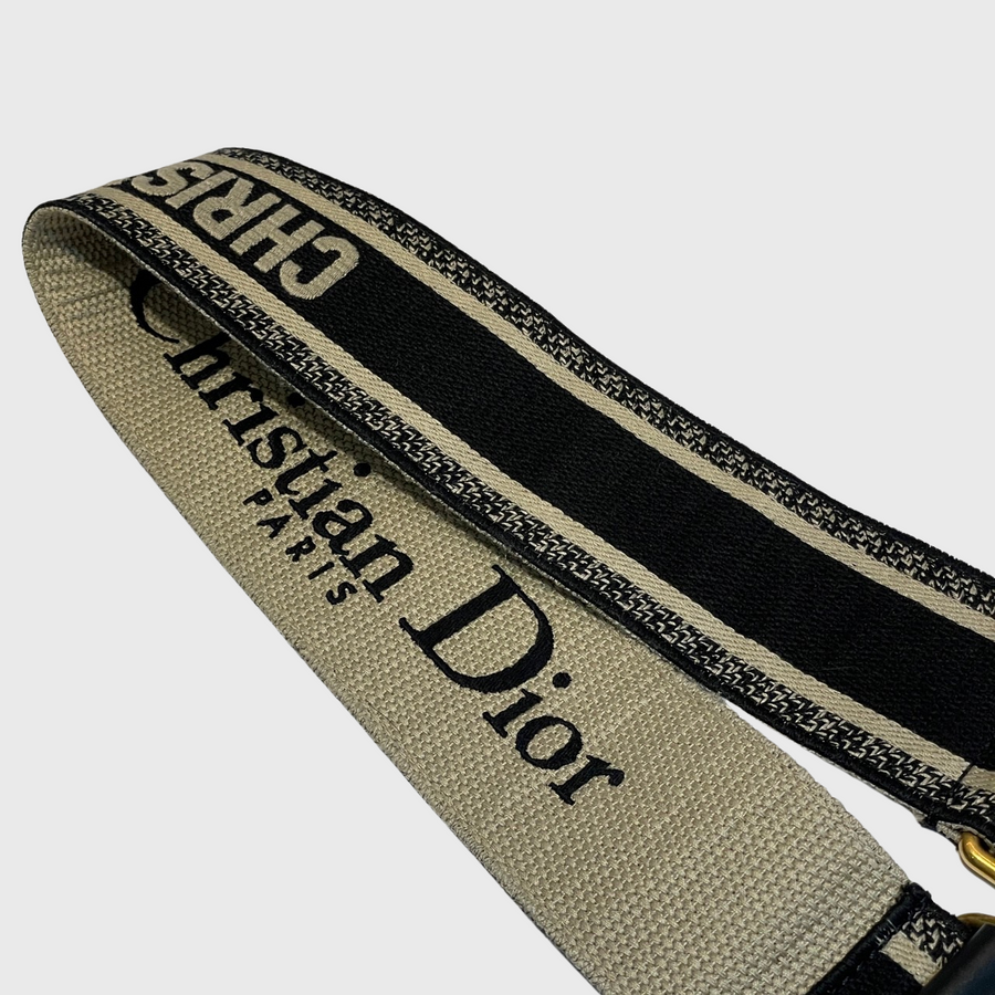 Christian Dior Bag Strap Canvas Calfskin Blue GHW Perrine Porter