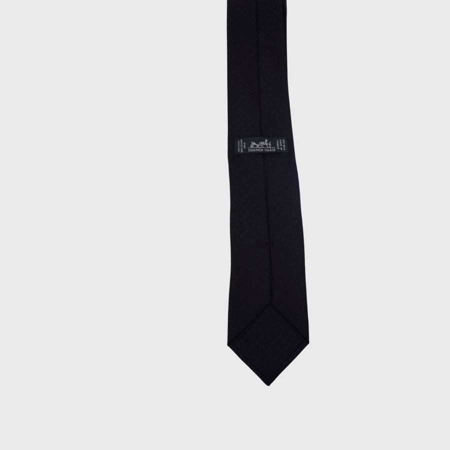Hermes Necktie H Silk Black