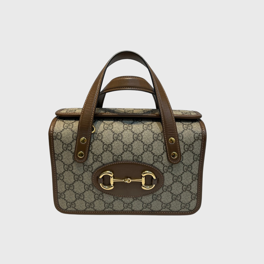 Gucci Horsebit 1955 Top Handle Bag Canvas Brown GHW