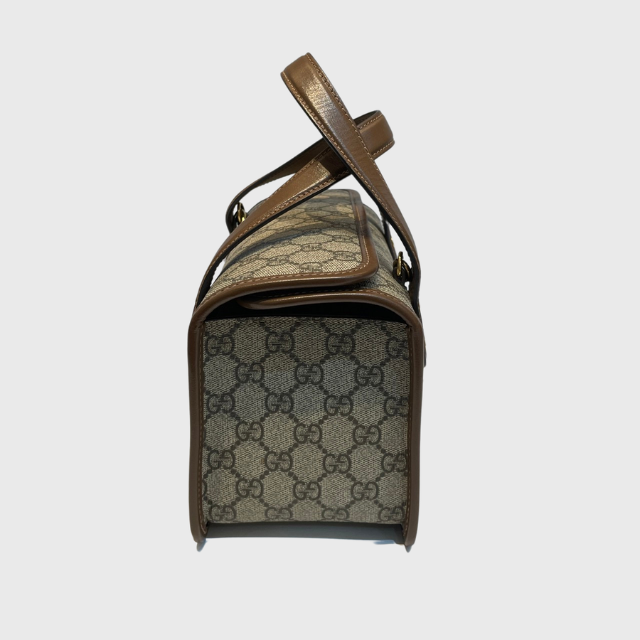 Gucci Horsebit 1955 Top Handle Bag Canvas Brown GHW