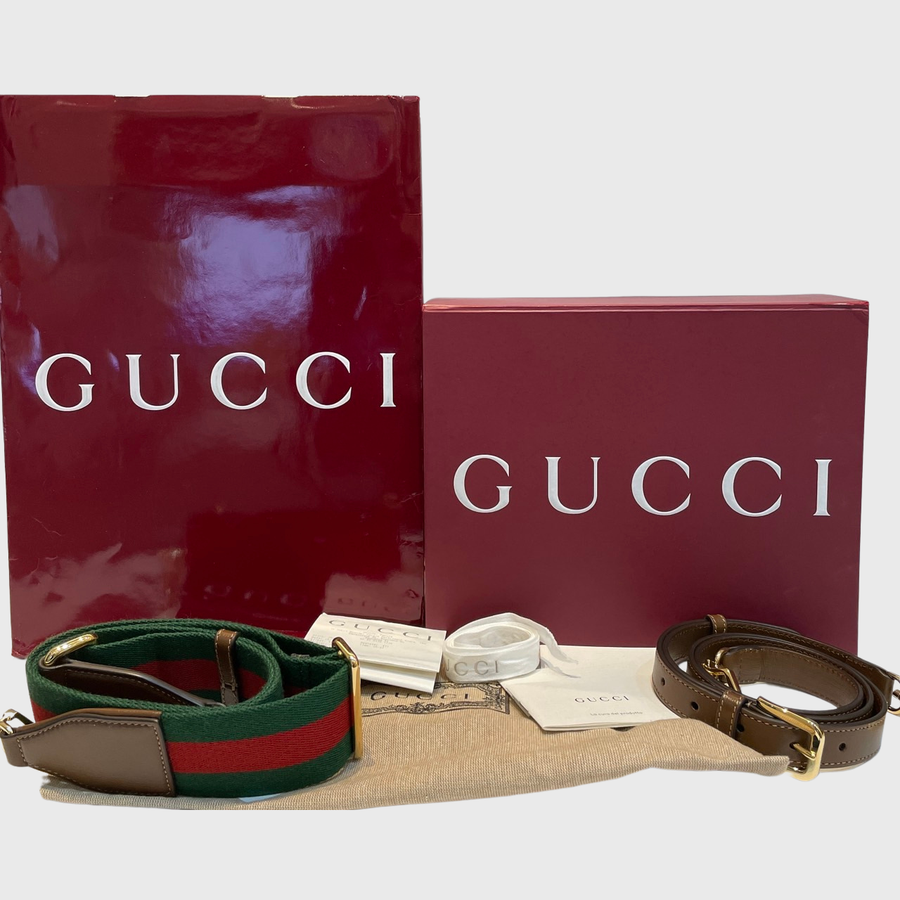 Gucci Gucci Horsebit 1955 Mini Bag Canvas Brown GHW