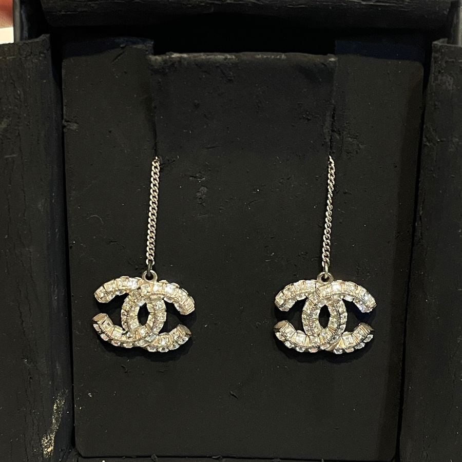 Chanel Classic CC Long Earrings Gold GHW