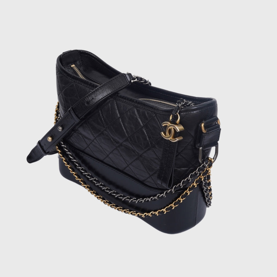 Chanel Gabrielle Top handle Bag Medium Calfskin Black GHW