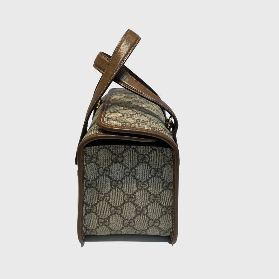 Gucci Horsebit 1955 Top Handle Bag Canvas Brown GHW