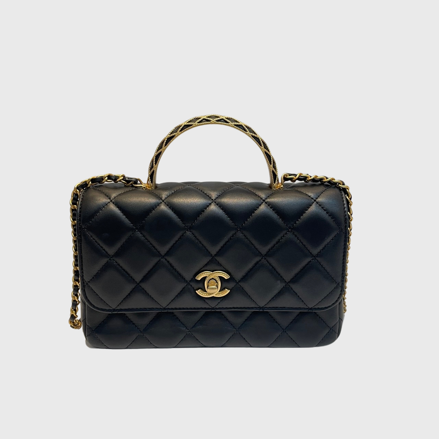 Chanel Classique Top Handle Lambskin Black GHW