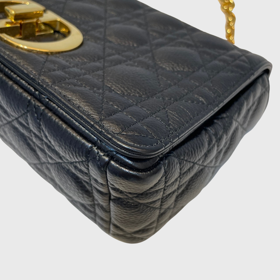 Christian Dior Caro Bag  Calfskin Black GHW