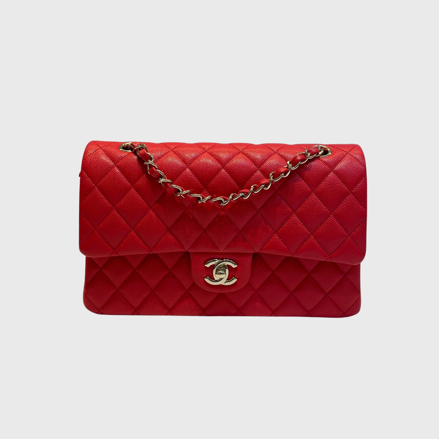Chanel Classic 10 Caviar Red GHW