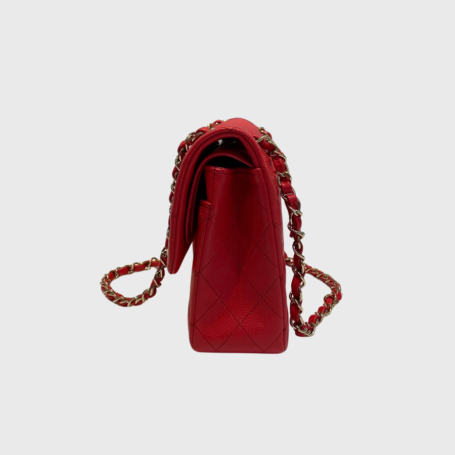 Chanel Classic 10 Caviar Red GHW