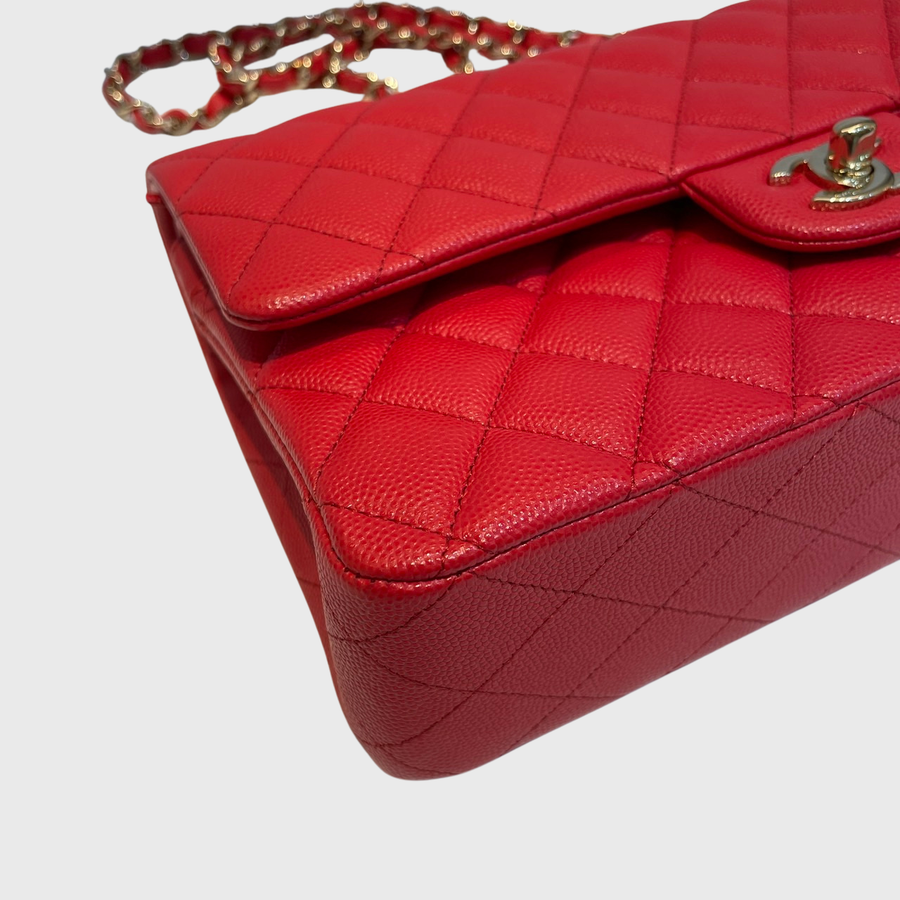 Chanel Classic 10 Caviar Red GHW