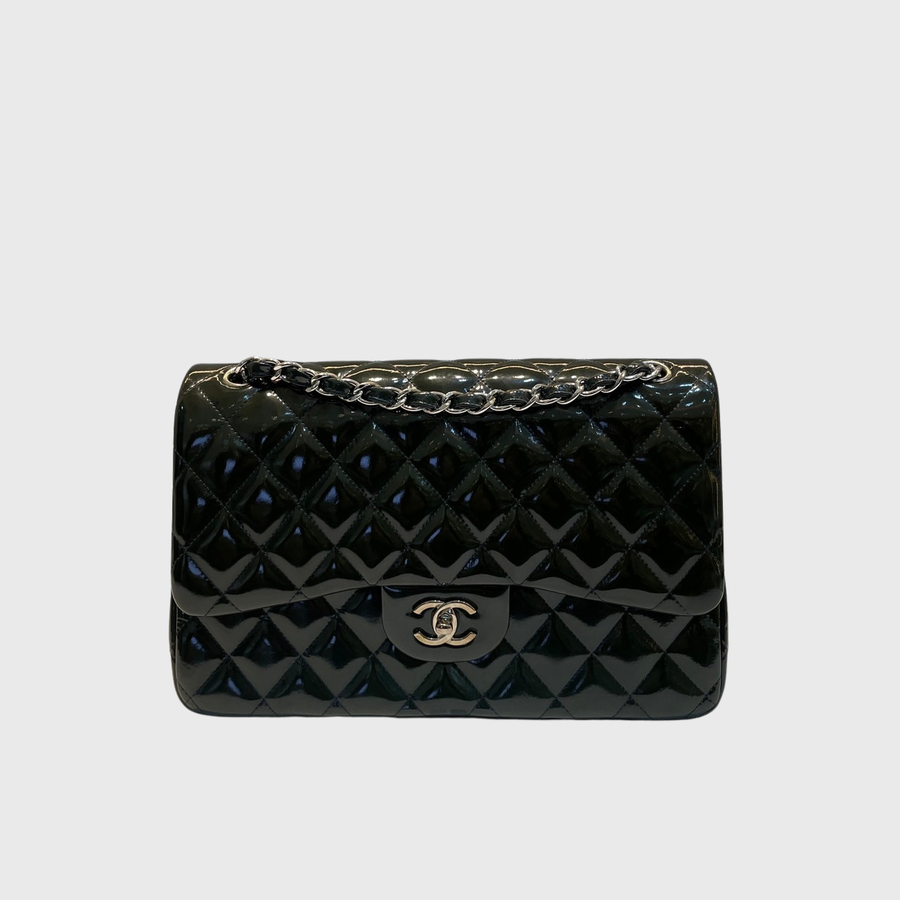Chanel Classic Jumbo Patent Green SHW