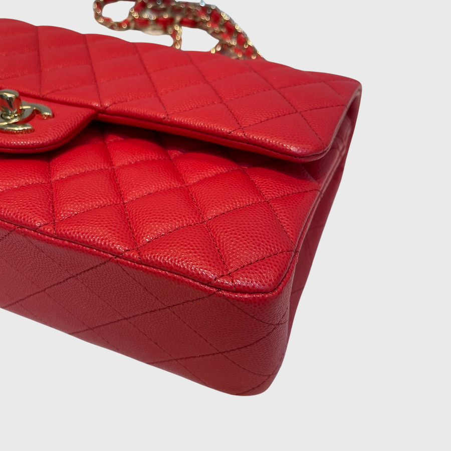 Chanel Classic 10 Caviar Red GHW