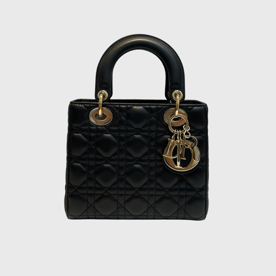 Christian Dior Lady Calfskin Black White GHW