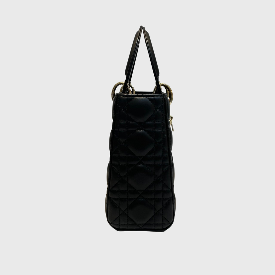 Christian Dior Lady Calfskin Black White GHW