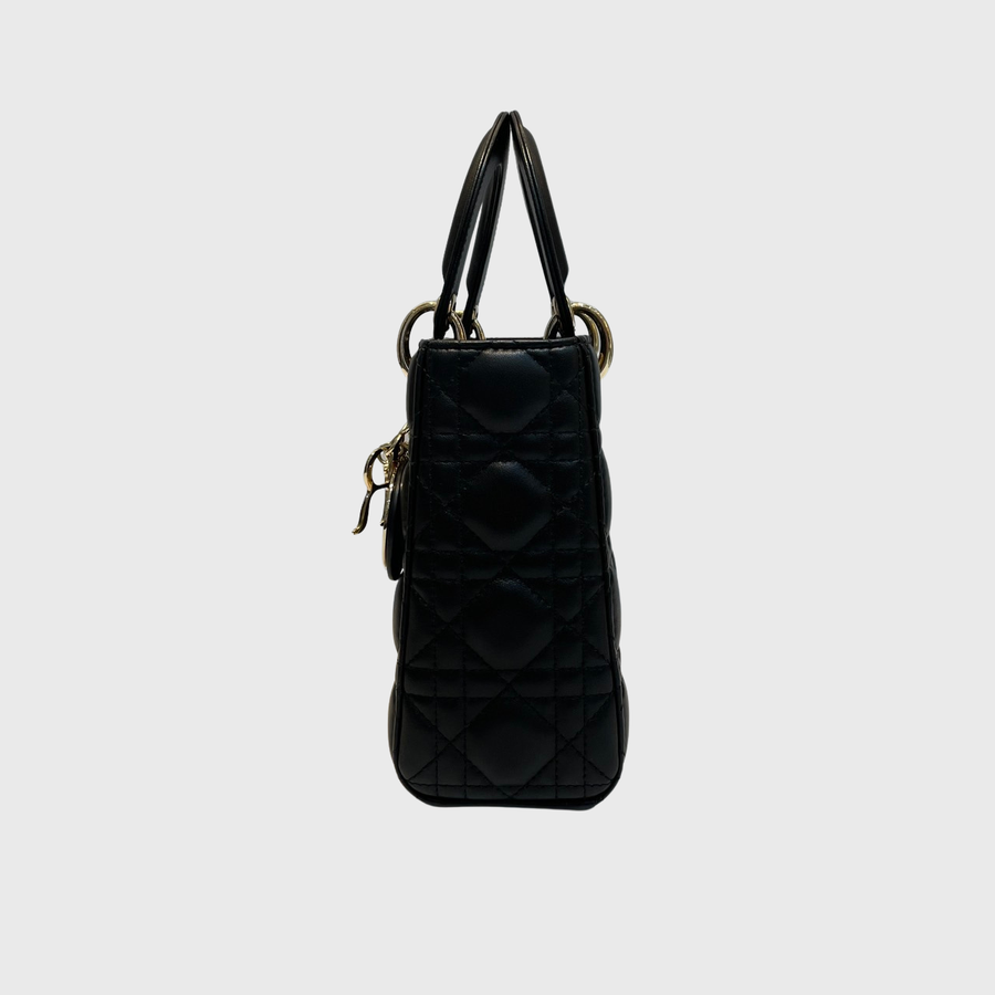 Christian Dior Lady Calfskin Black White GHW