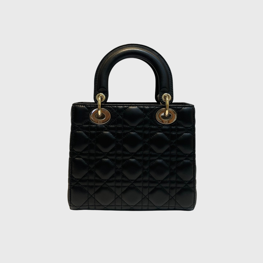 Christian Dior Lady Calfskin Black White GHW