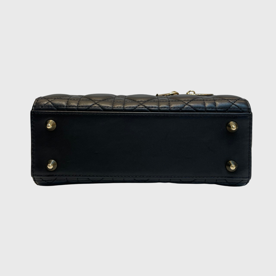 Christian Dior Lady Calfskin Black White GHW