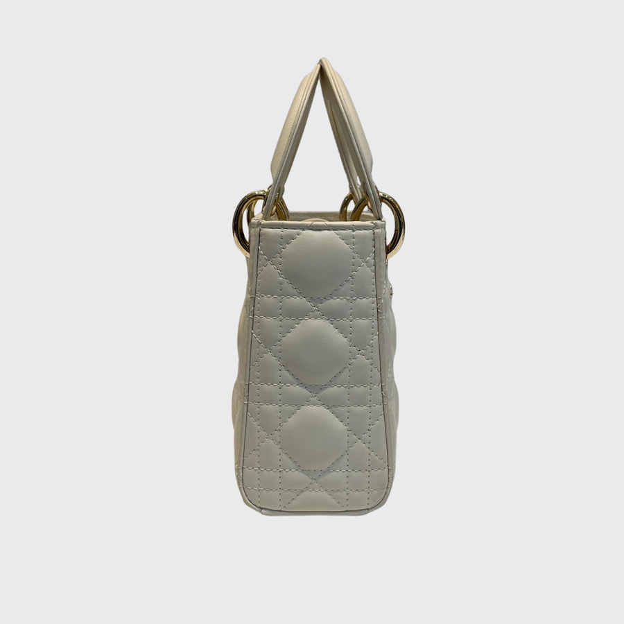 Christian Dior Lady Dior Bag Lambskin White GHW