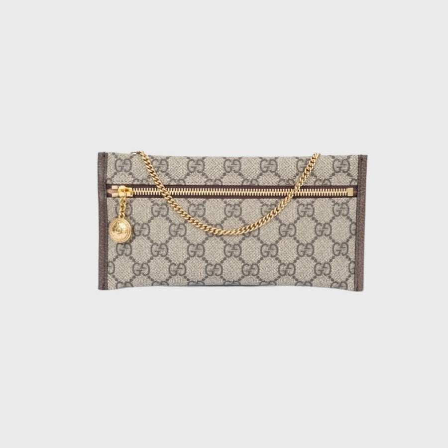 Gucci Rajah Chain Tote GG Coated Canvas Brown Ebony GHW