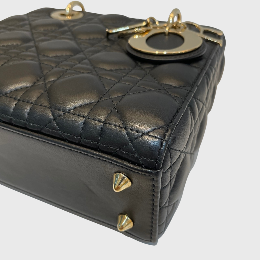 Christian Dior Lady Calfskin Black White GHW