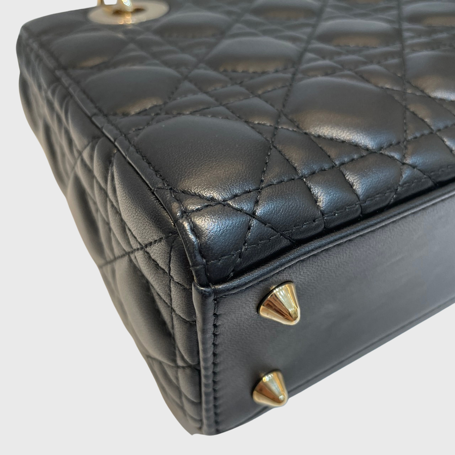 Christian Dior Lady Calfskin Black White GHW