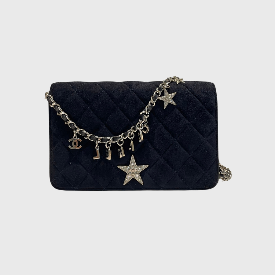 Chanel Cocostellar Wallet On Chain Suede Navy SHW