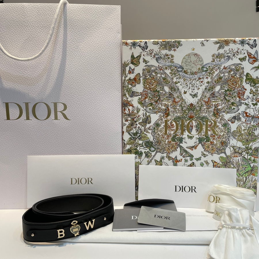Christian Dior Lady Calfskin Black White GHW