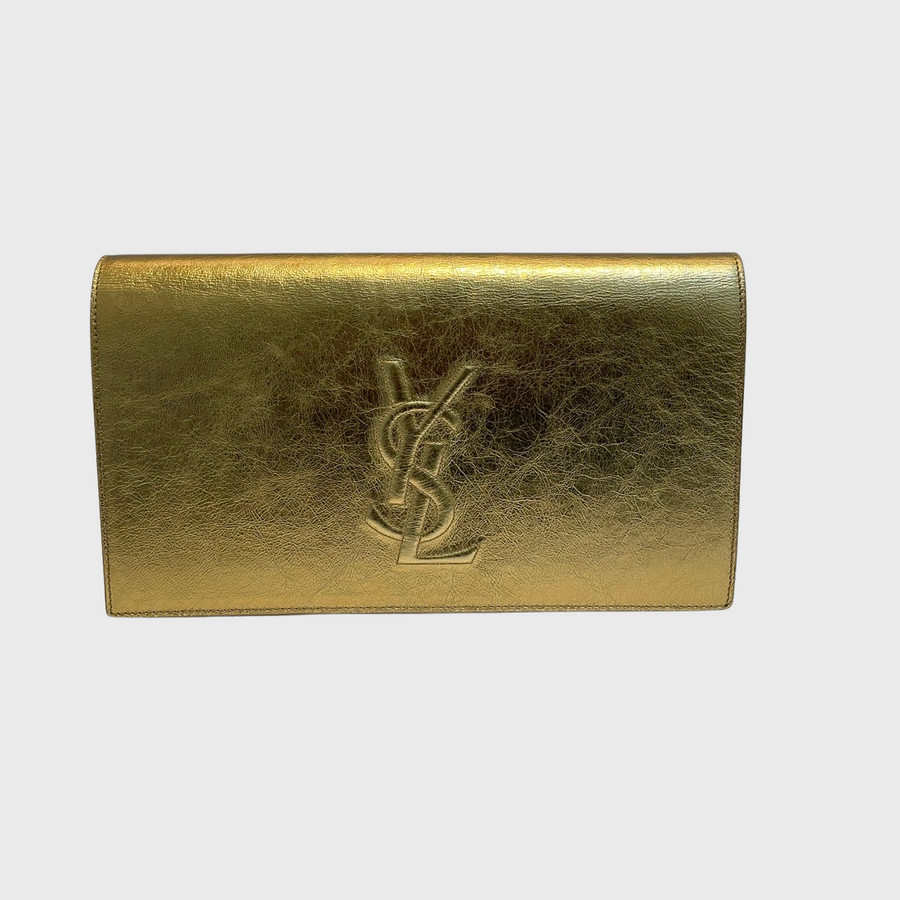 Saint Laurent Belle De Jour Clutch Grained Calfskin Gold