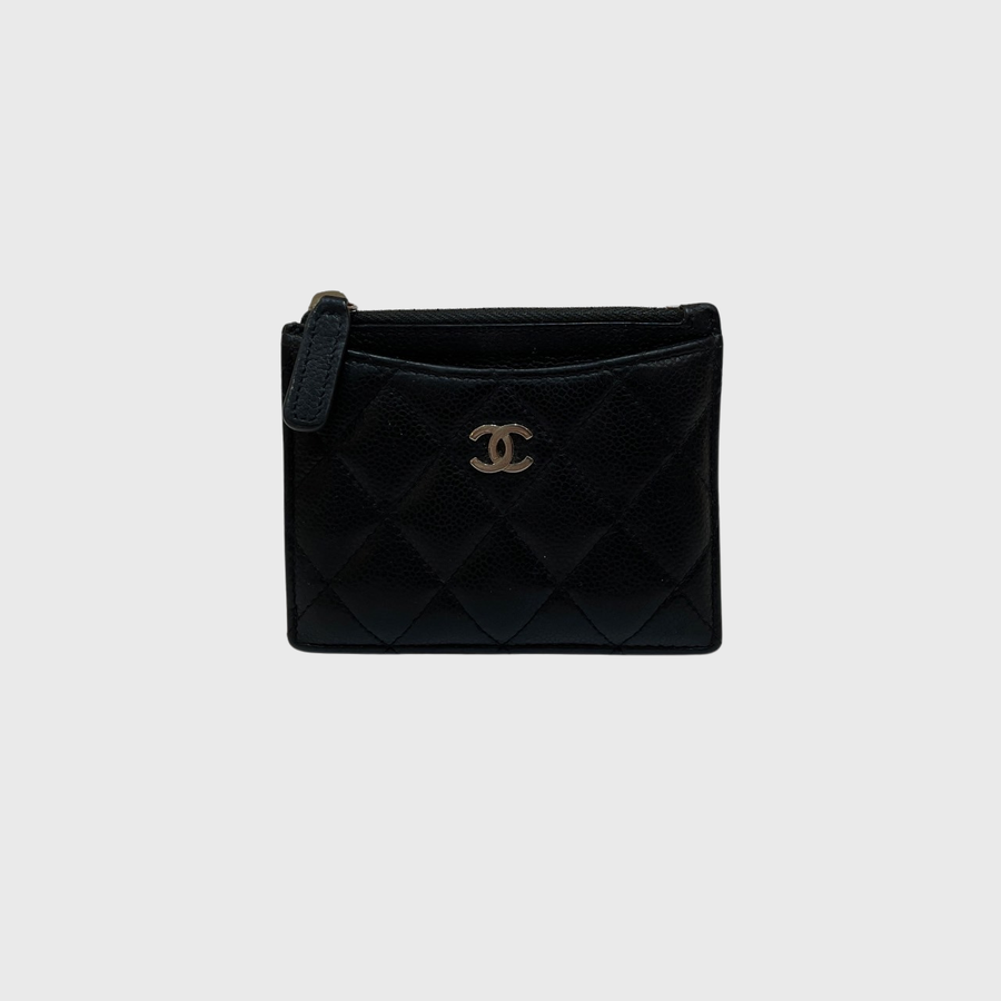 Chanel Zip Card Holder Lambskin Black SHW