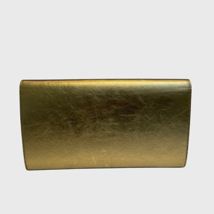 Saint Laurent Belle De Jour Clutch Grained Calfskin Gold