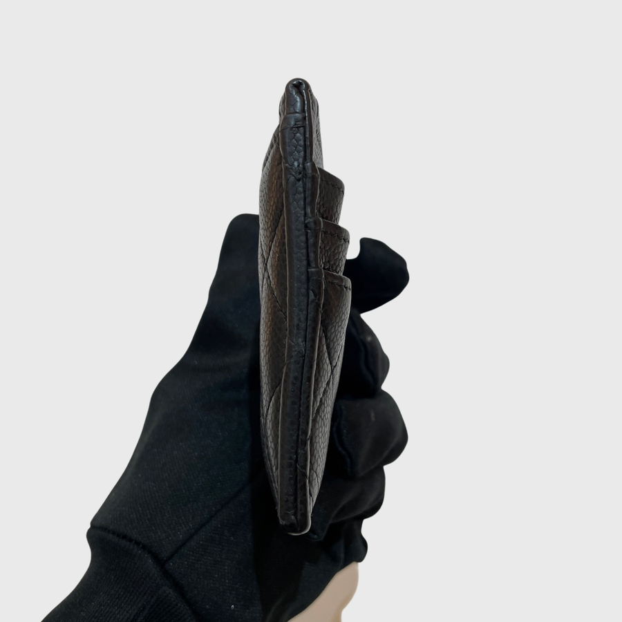 Chanel Zip Card Holder Lambskin Black SHW