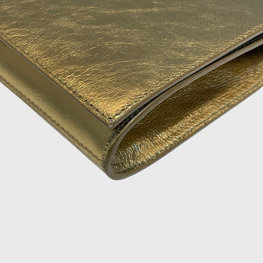 Saint Laurent Belle De Jour Clutch Grained Calfskin Gold