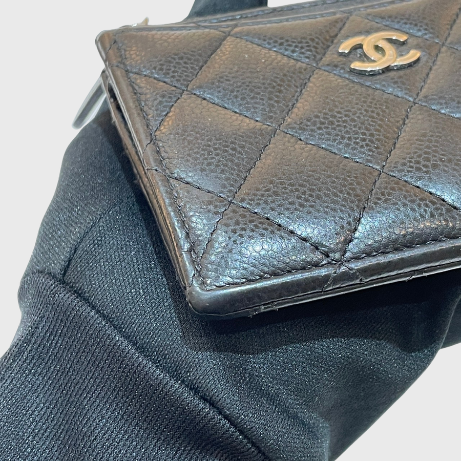 Chanel Zip Card Holder Lambskin Black SHW