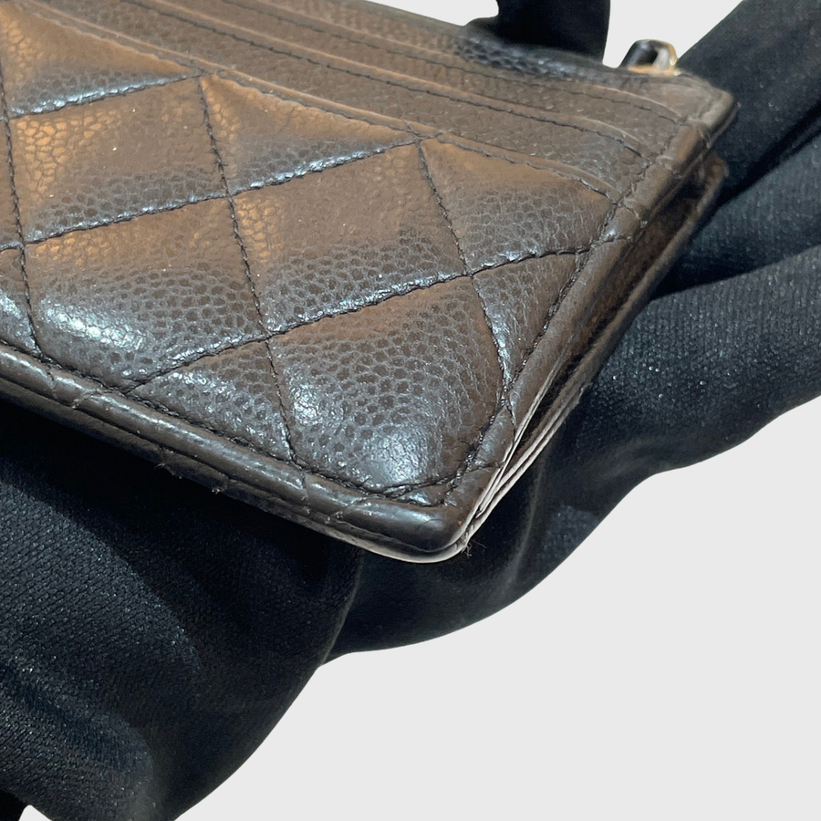 Chanel Zip Card Holder Lambskin Black SHW