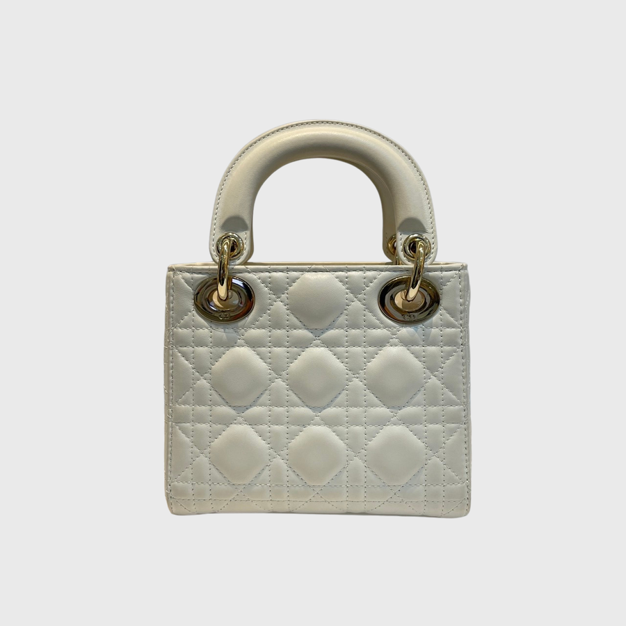 Christian Dior Lady Dior Bag Lambskin White GHW