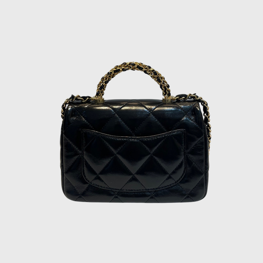 Chanel Flap with Top Handle Lambskin Black GHW