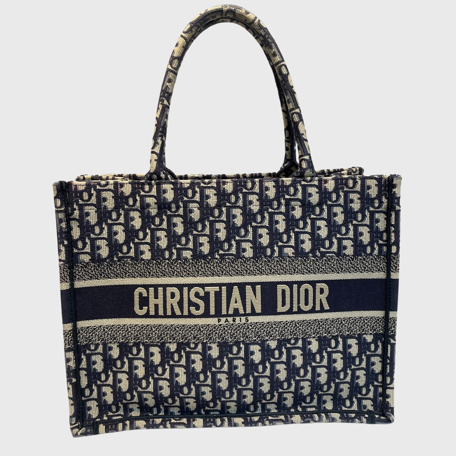 Christian Dior Book Tote Canvas Navy