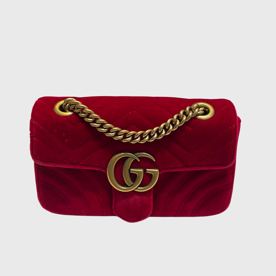 Gucci GG Marmont Velvet Red GHW