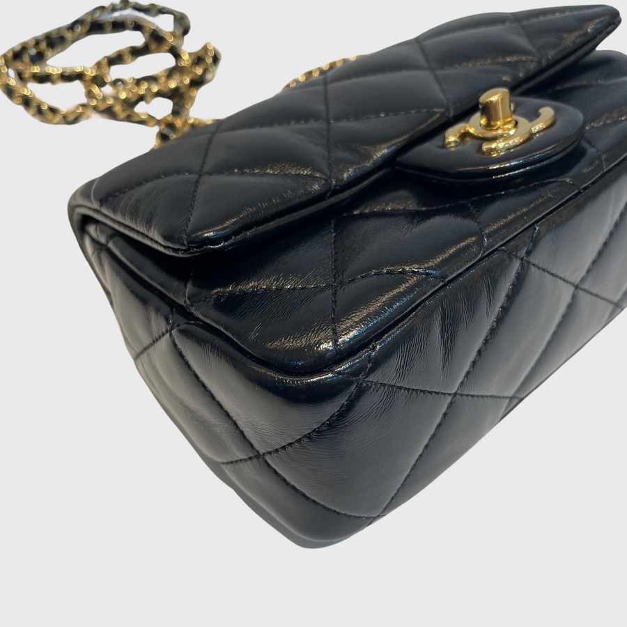 Chanel Flap with Top Handle Lambskin Black GHW