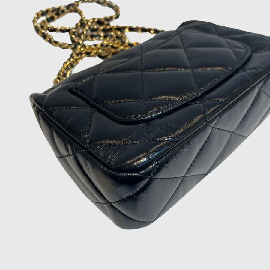 Chanel Flap with Top Handle Lambskin Black GHW