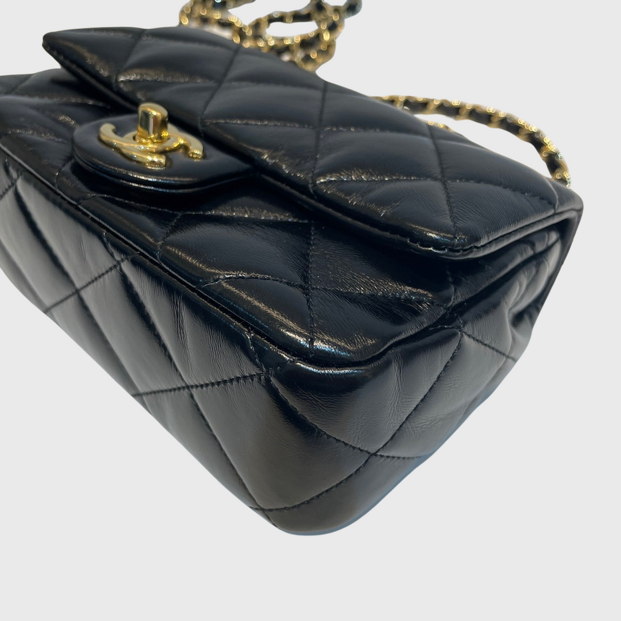 Chanel Flap with Top Handle Lambskin Black GHW