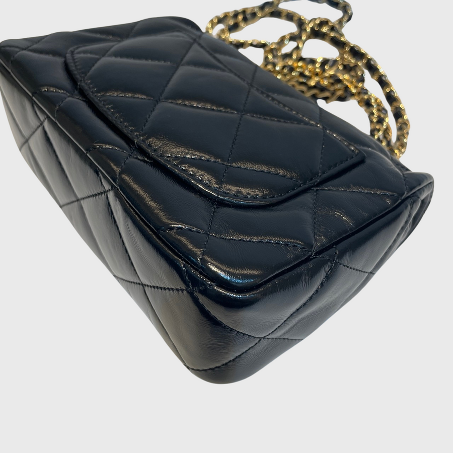 Chanel Flap with Top Handle Lambskin Black GHW