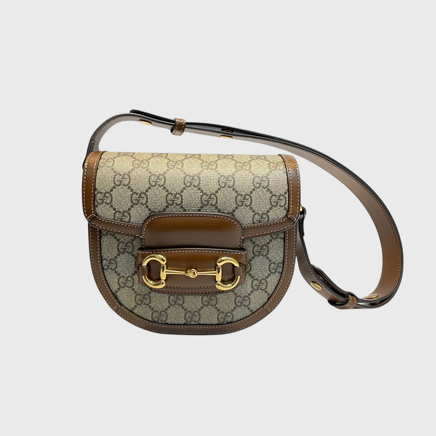 Gucci Horsebit 1955 Mini Rounded Bag Canvas Brown GHW