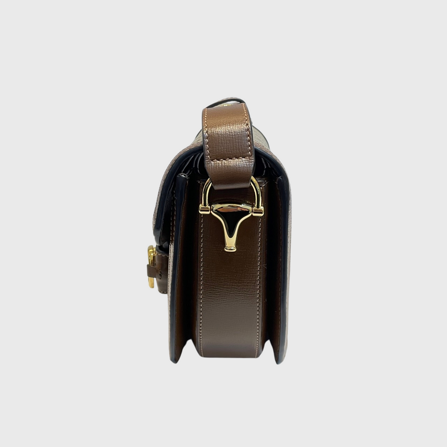 Gucci Horsebit 1955 Mini Rounded Bag Canvas Brown GHW