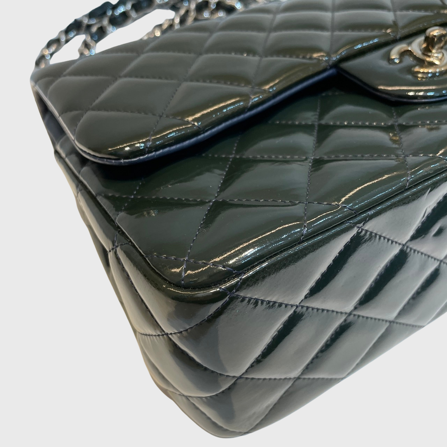 Chanel Classic Jumbo Patent Green SHW